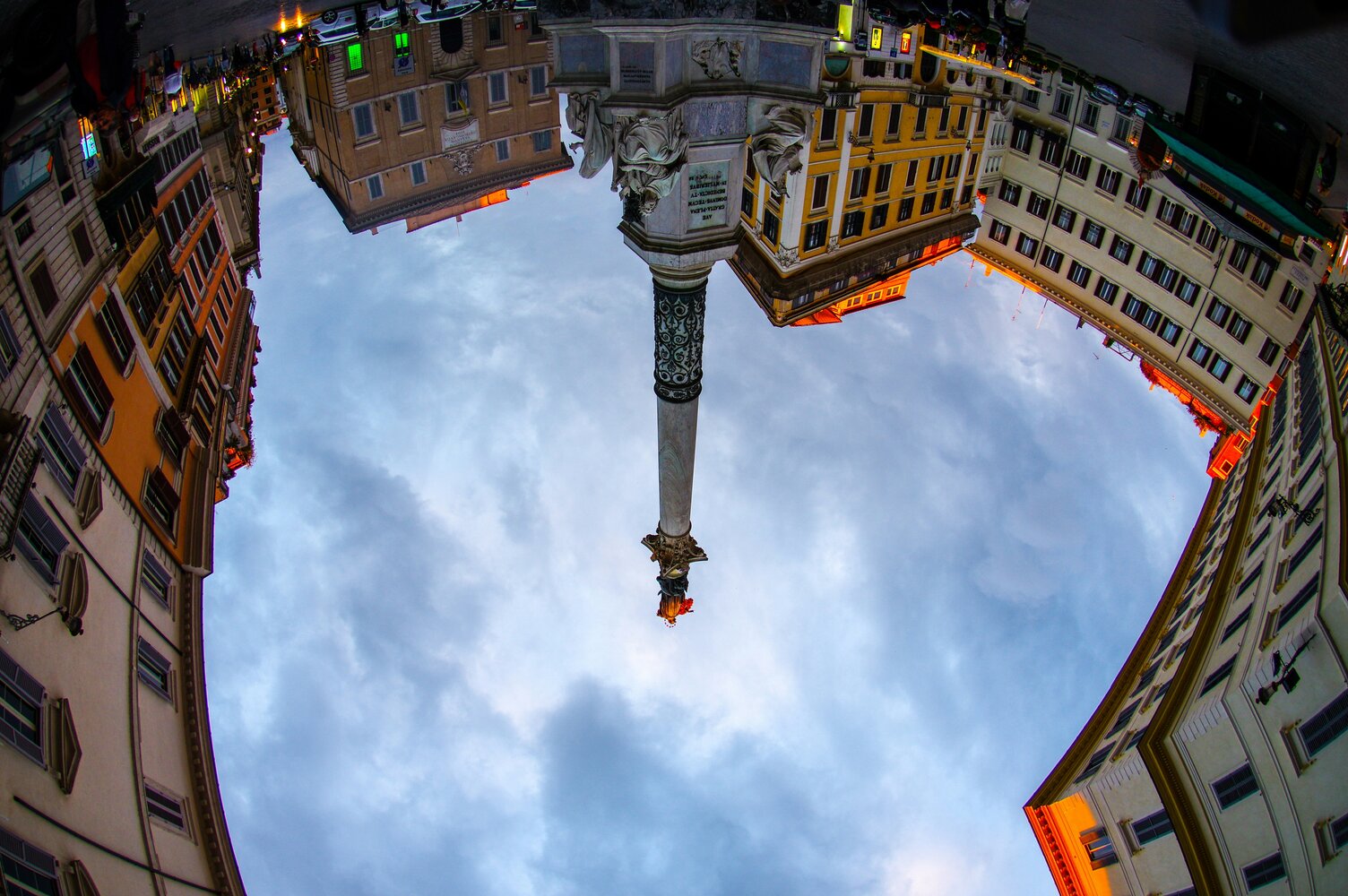 The Golden Statue over the City - The Column of the Immaculate Conception